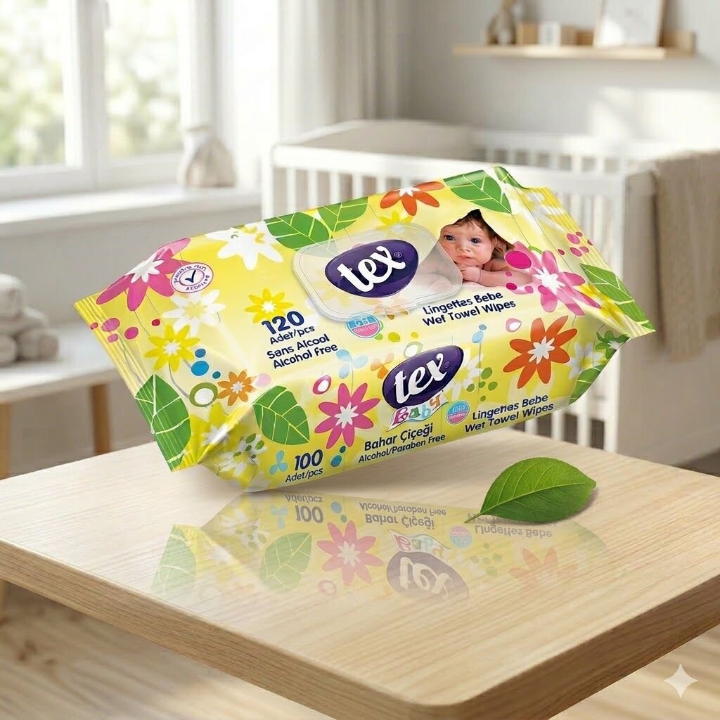 Tex Baby Islak Havlu 100'Lü Kapaklı Sarı