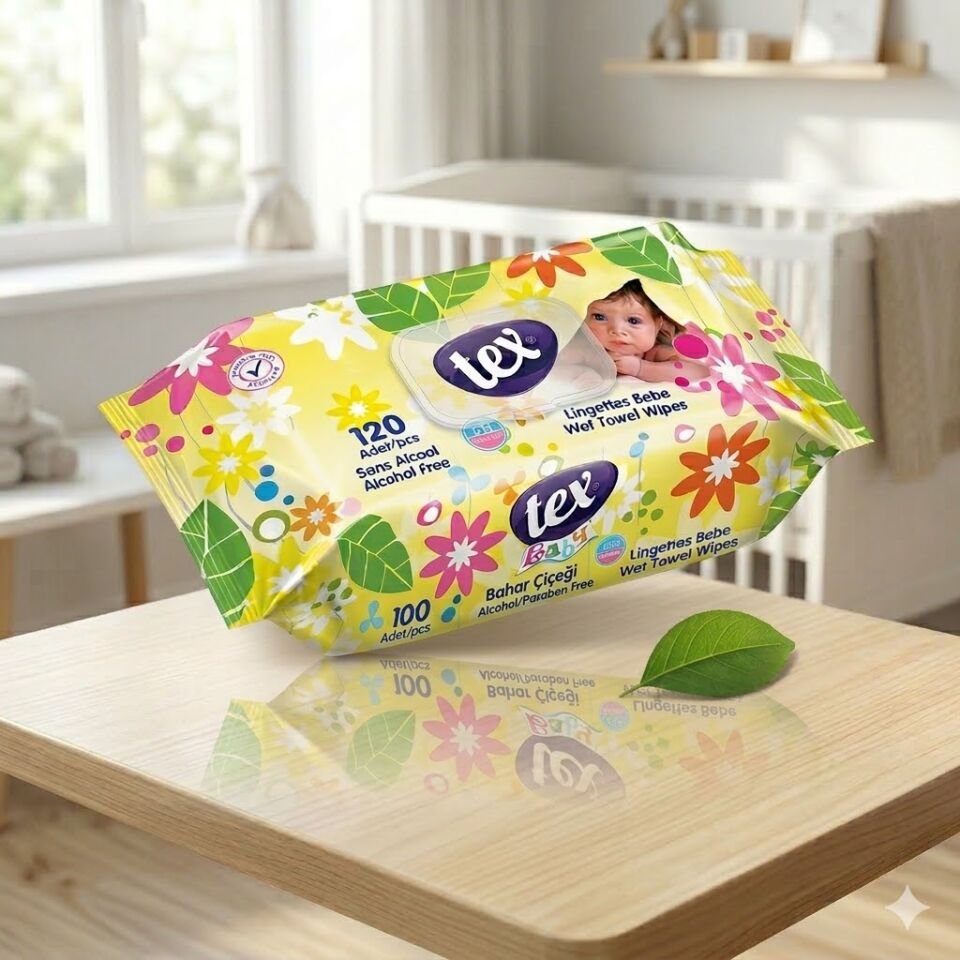 Tex Baby Islak Havlu 100'Lü Kapaklı Sarı