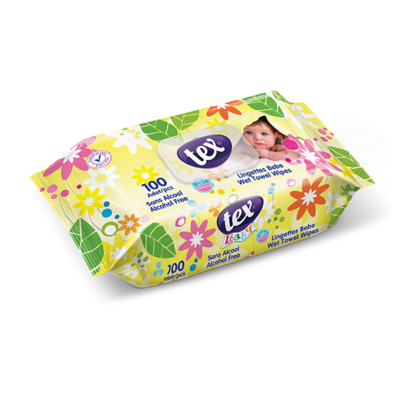 Tex Baby Islak Havlu 100'Lü Kapaklı Sarı