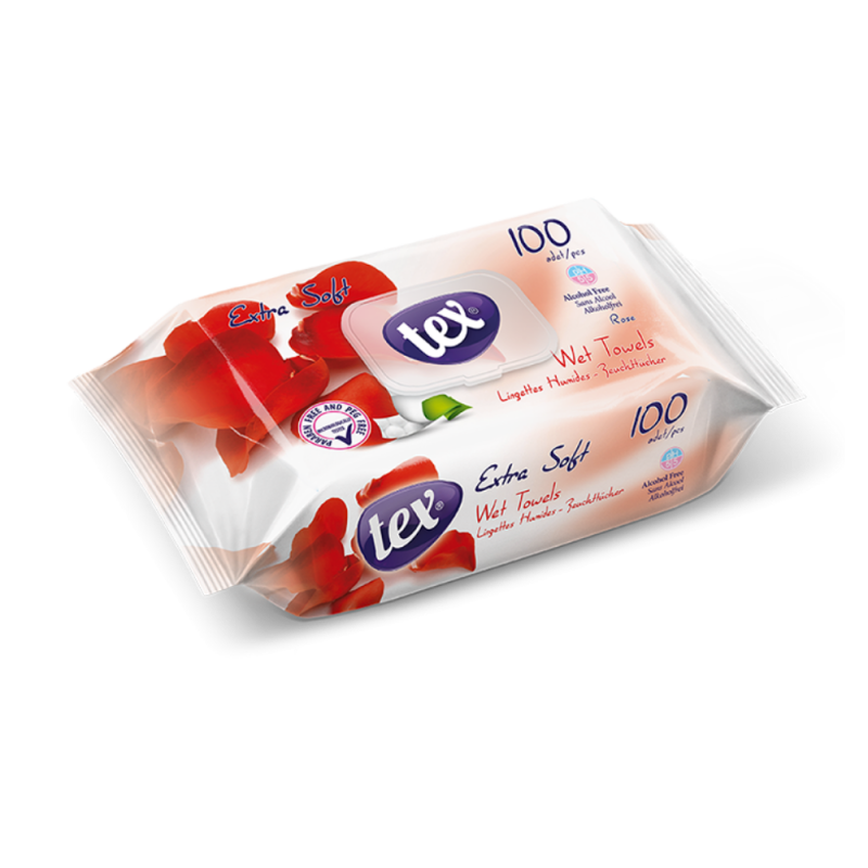 Tex Baby Islak Havlu 100'Lü Kapaklı Gül