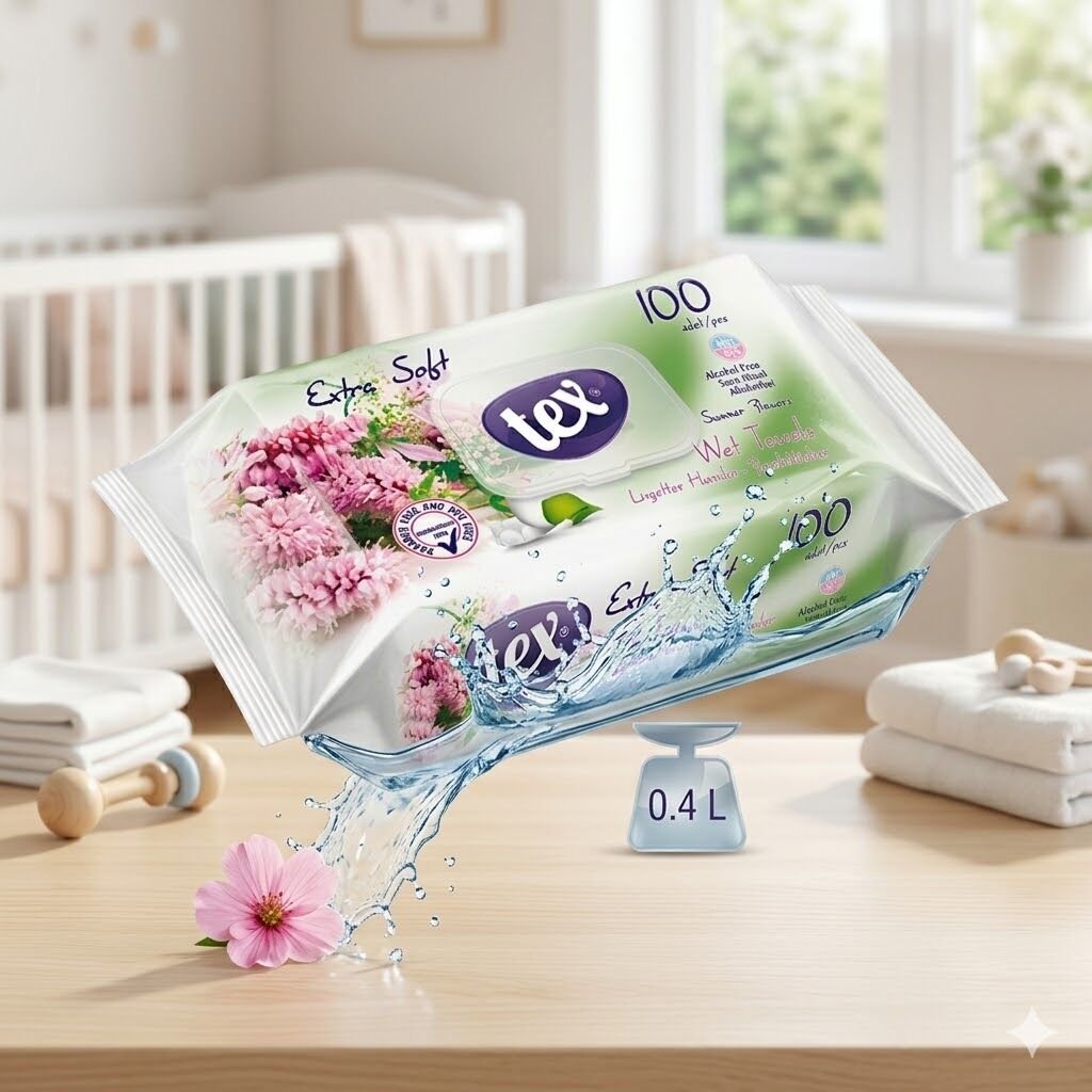 Tex Baby Islak Havlu 100'Lü Yaz Çiçeği