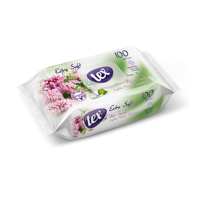 Tex Baby Islak Havlu 100'Lü Yaz Çiçeği