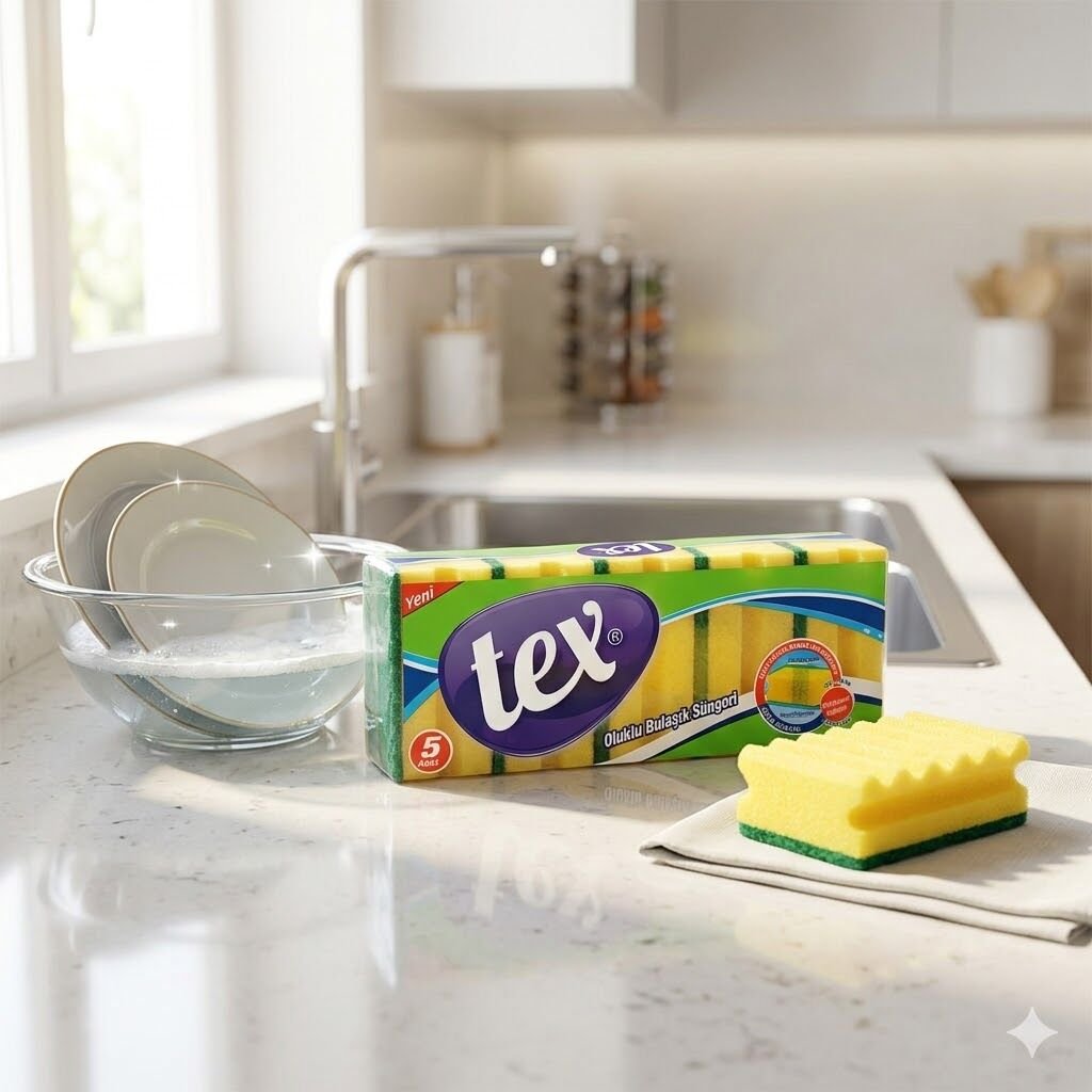 Standart 5'Li Oluklu Bulaşık Süngeri 9*7*4,5 Cm