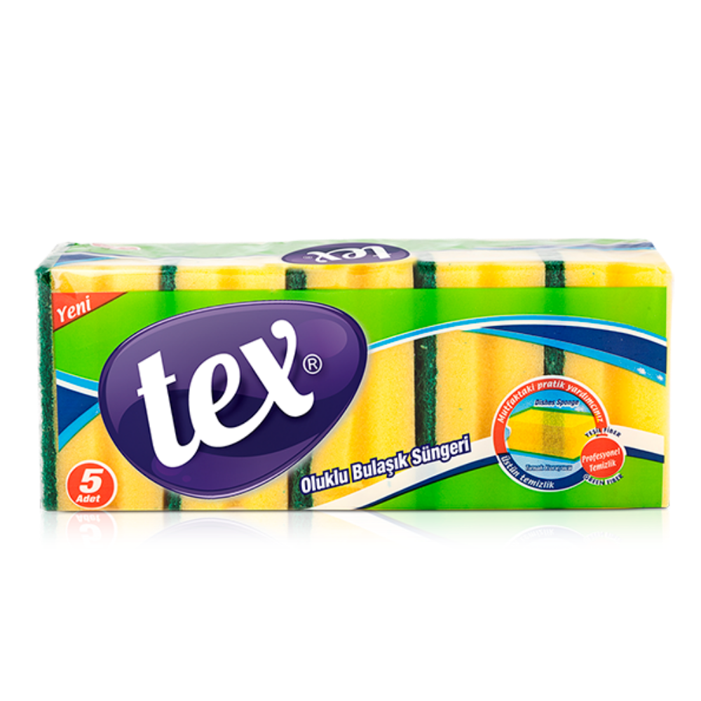 Tex Standart 5'Li Oluklu Bulaşık Süngeri 9*7*4,5 Cm