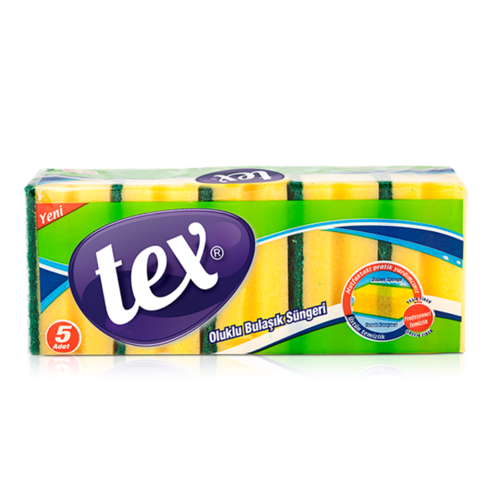 Tex Standart 5'Li Oluklu Bulaşık Süngeri 9*7*4,5 Cm