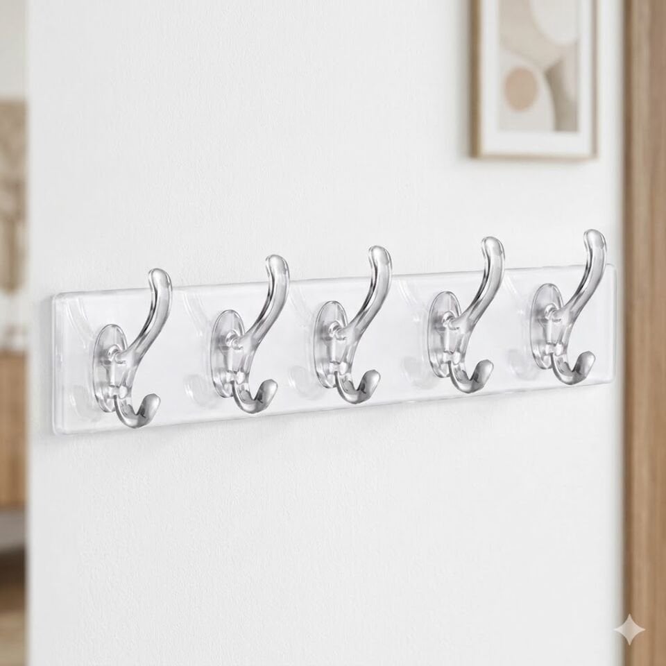 5 Kancalı Yapışkanlı Askı