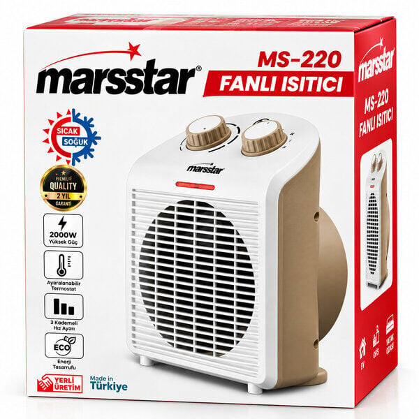 Marsstar MS-220 Sıcak Soğuk Turbo Fanlı Elektrikli Isıtıcı Soba 2000W