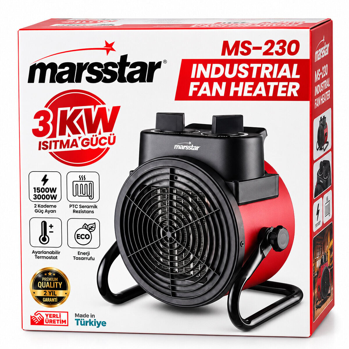 Marsstar MS-230 Ptc Seramik Rezistans Endüstriyel Fanlı Elektrikli Isıtıcı Soba