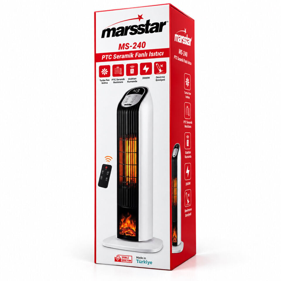Marsstar MS-240 Ptc Seramik Fanlı Elektrikli Kumandalı Isıtıcı Soba 2000W