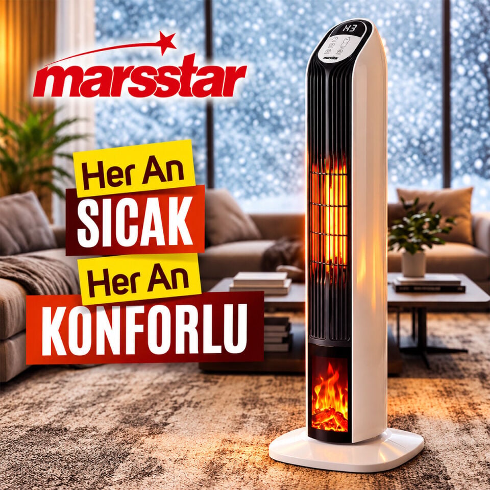 Marsstar MS-240 Ptc Seramik Fanlı Elektrikli Kumandalı Isıtıcı Soba 2000W