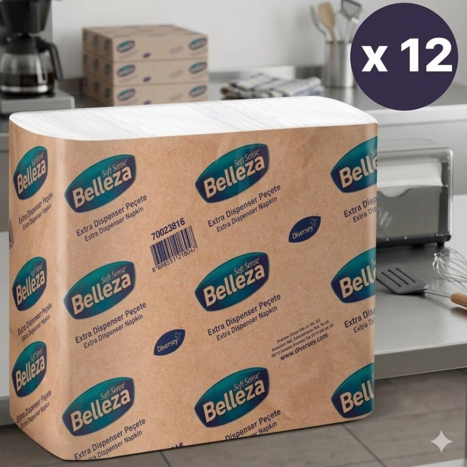 Belleza Extra Dispenser Peçete 1 Katlı 12 Rulo ( 2,18 Kg - 300 Yaprak 17*21 Cm )