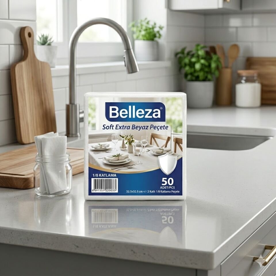 Belleza Soft Extra Beyaz Peçete 2 Katlı 50 Li ( 32.5*32,5 Cm )