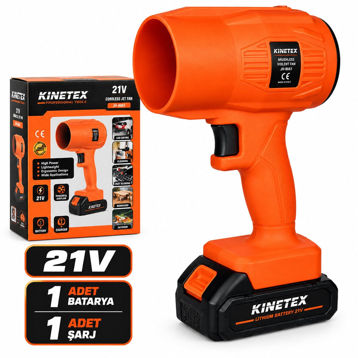 Kınetex Ktx-3463 Fön Model Şarjlı Hava Üfleyici Fan Körük 21 V