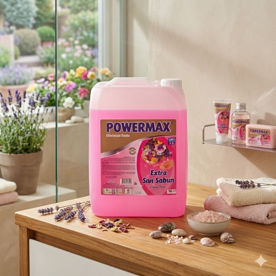 Powermax Sıvı El Sabunu 5 Kg  Pembe*Beyaz Renk