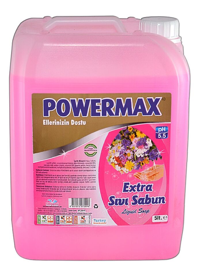 Powermax Sıvı El Sabunu 5 Kg  Pembe*Beyaz Renk