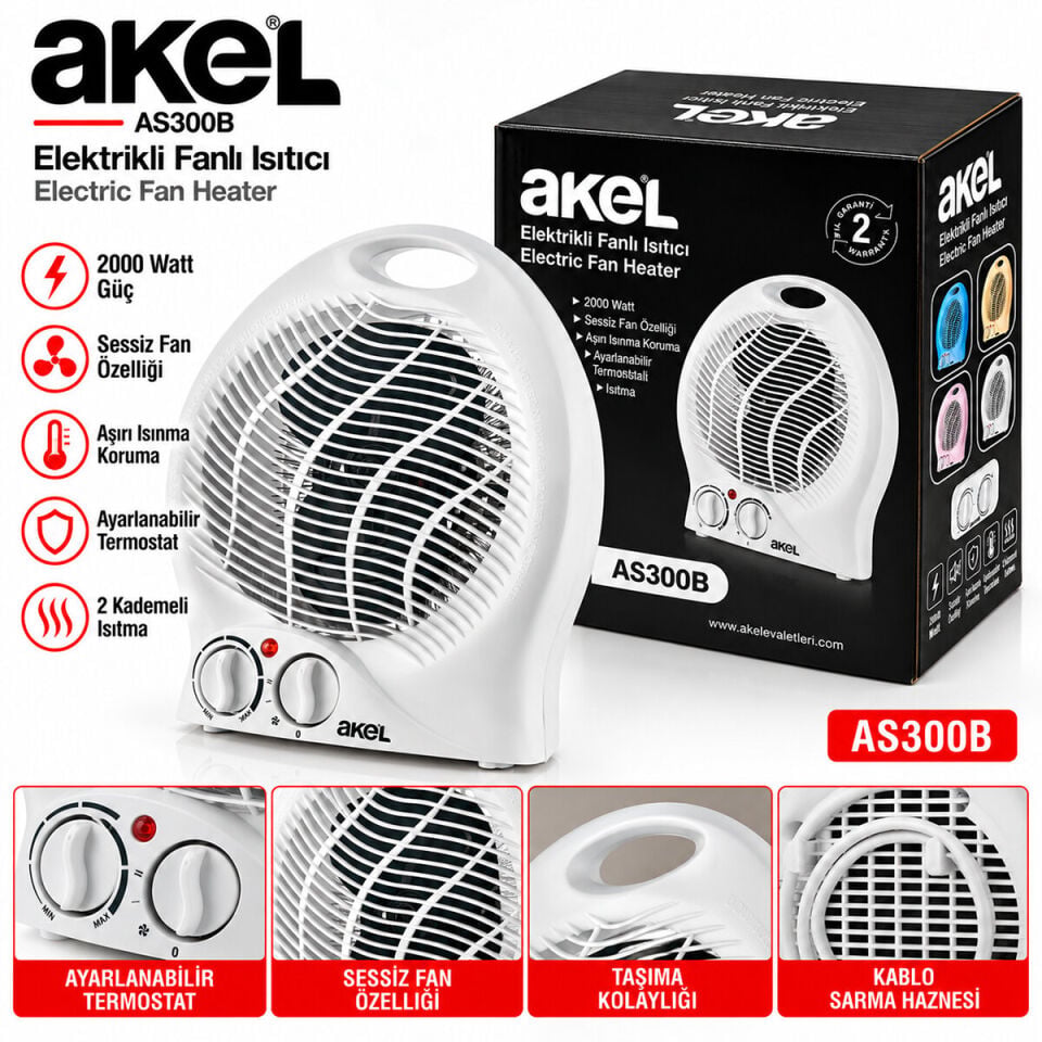 Akel As-300B Sıcak Soğuk Elektrikli Fanlı Isıtıcı Soba 2000W