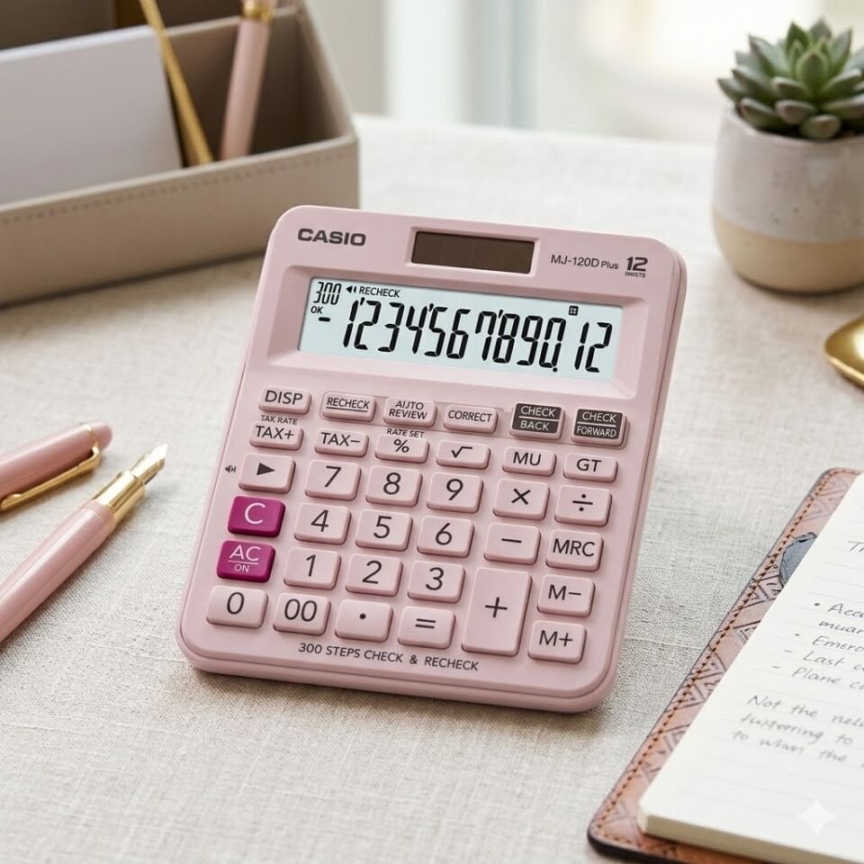 Casıo Mj-120 D Hesap Makinesi 12 Hane Pembe