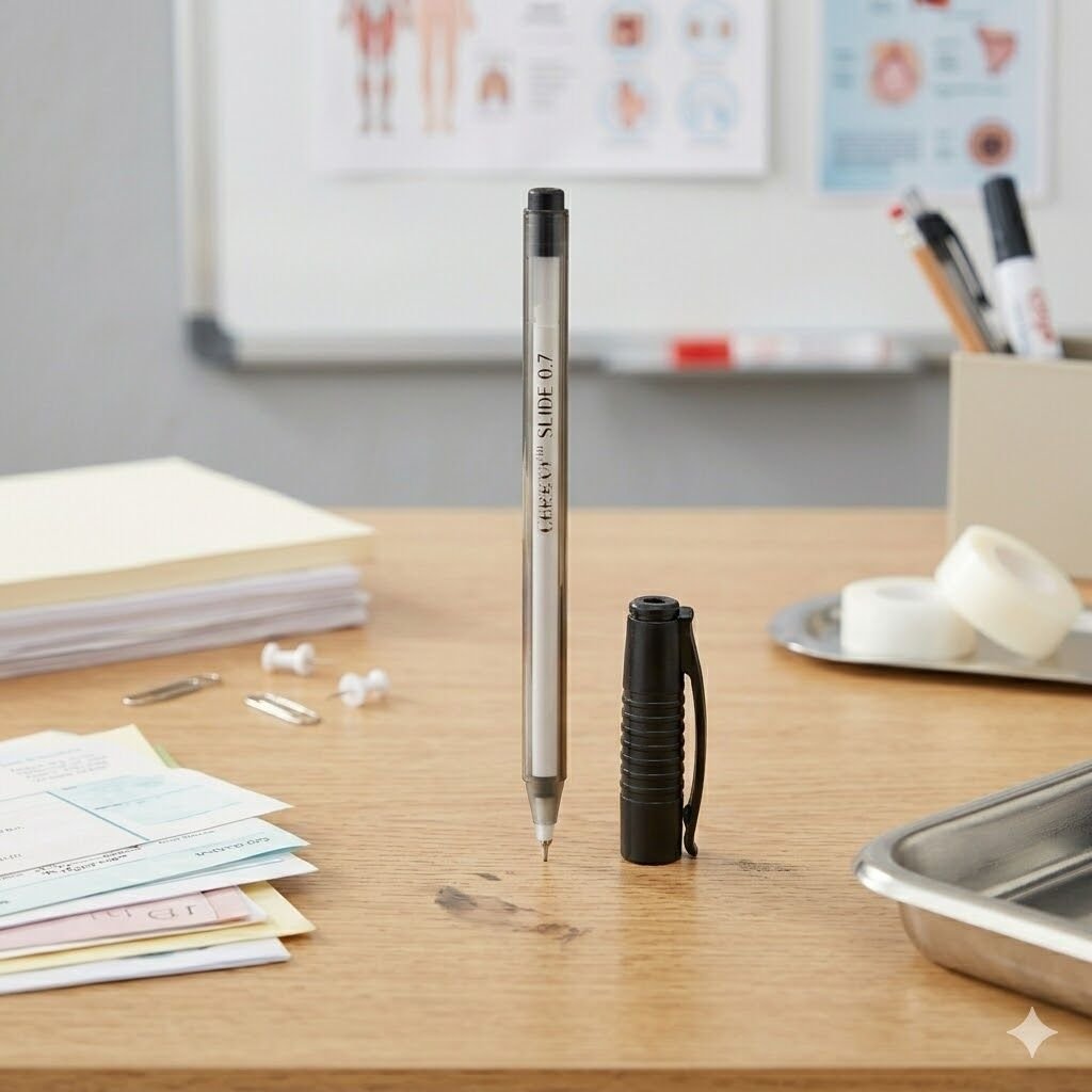 Cassa 8735 Slide İğne Uç Siyah Tükenmez Kalem 0,7 Mm