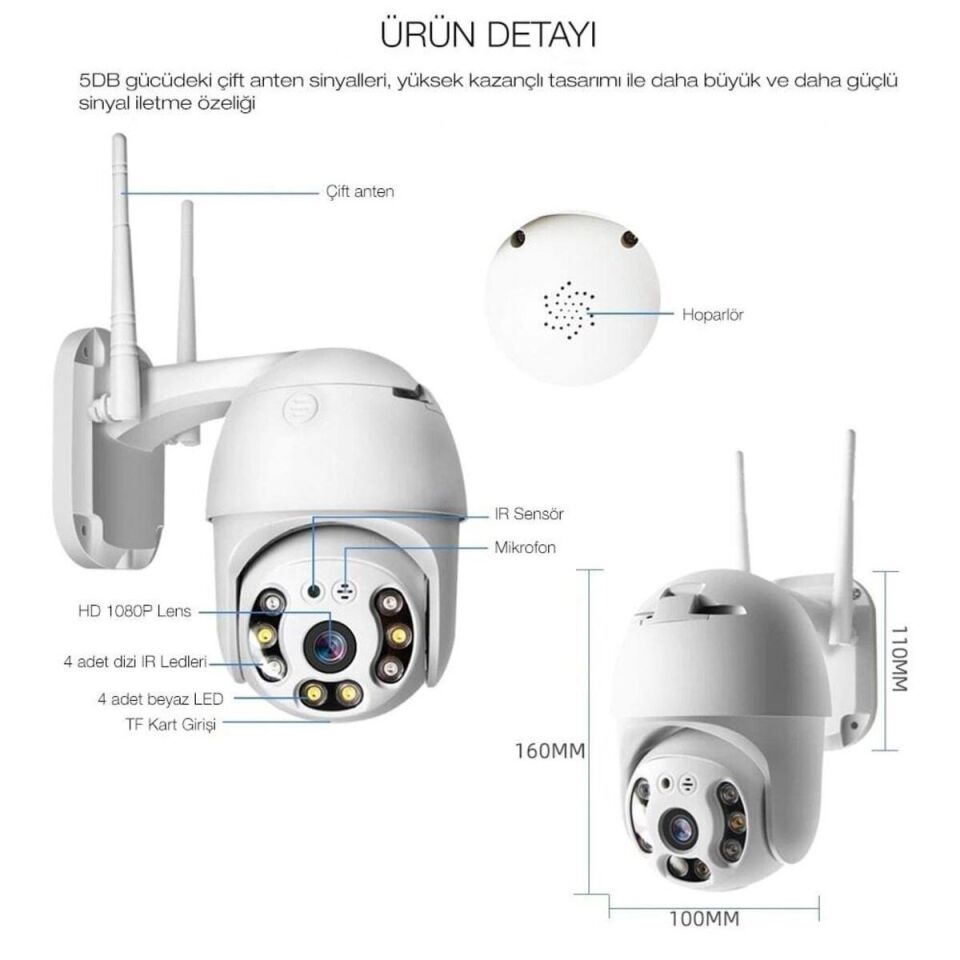 20 MP HD Lens İç Dış Mekan Suya Danıklı IP Wifi Network Güvenlik Kamerası Wifi Kamera