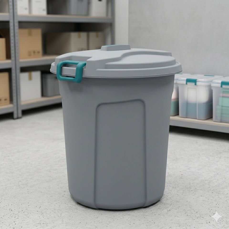 Kilitlenebilir Kapaklı Yuvarlak Çöp Kovası 90 Lt. Utp