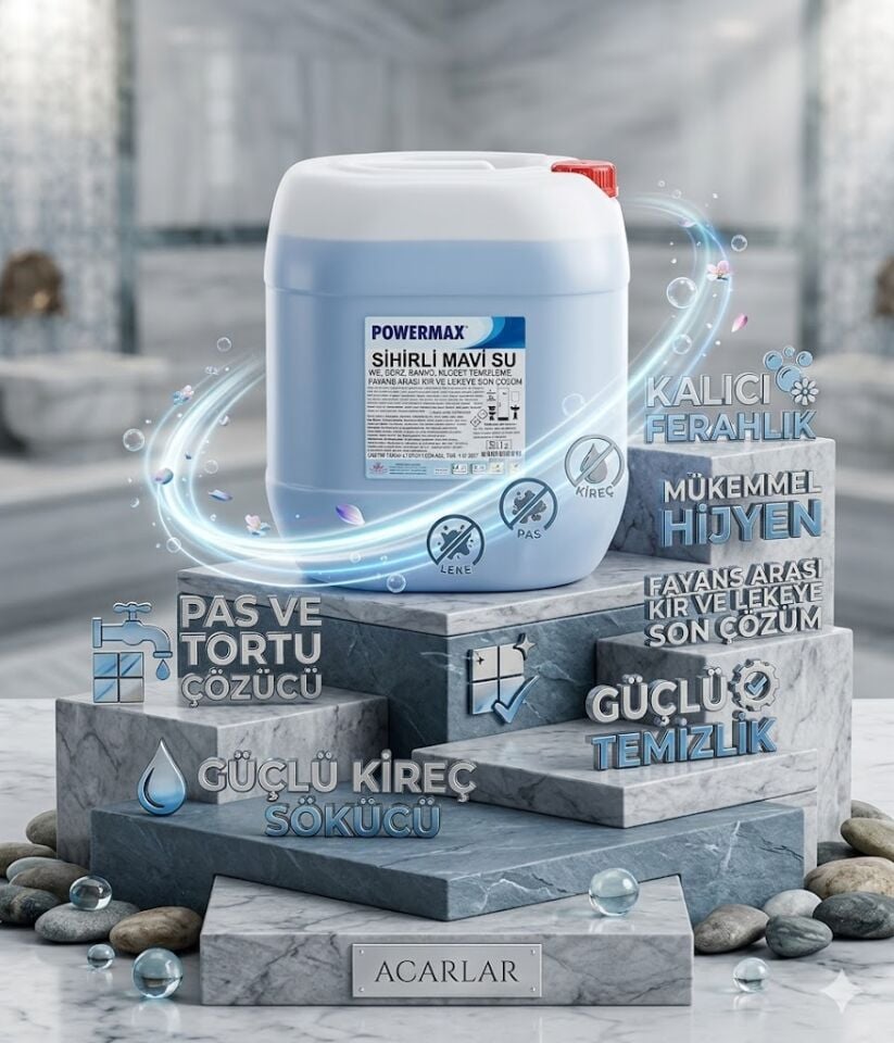 Powermax Sihirli Mavi Su Wc Banyo Fayans Derz Temizleme 30Kg