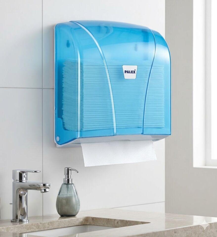 Z Katlı Kağıt Havlu Dispenseri Şeffaf Mavi