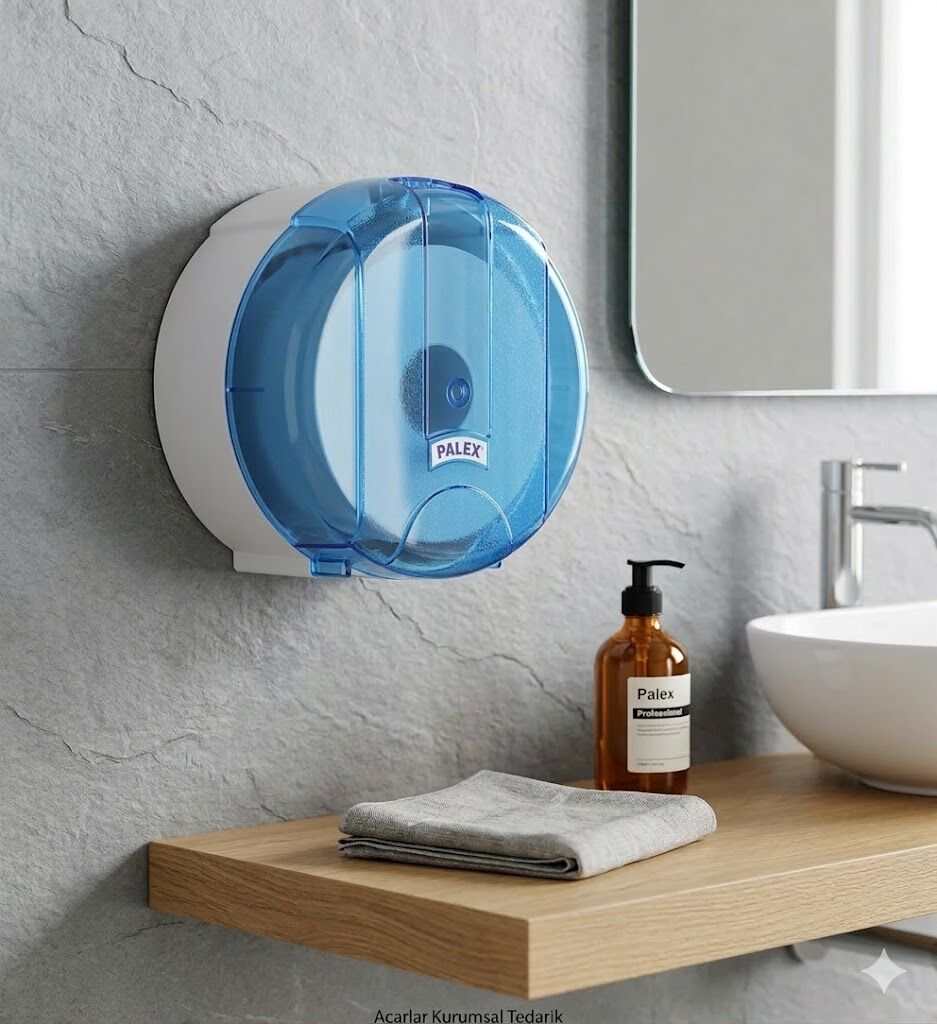 Pratik Tuvalet Kağıdı Dispenseri Şeffaf Mavi