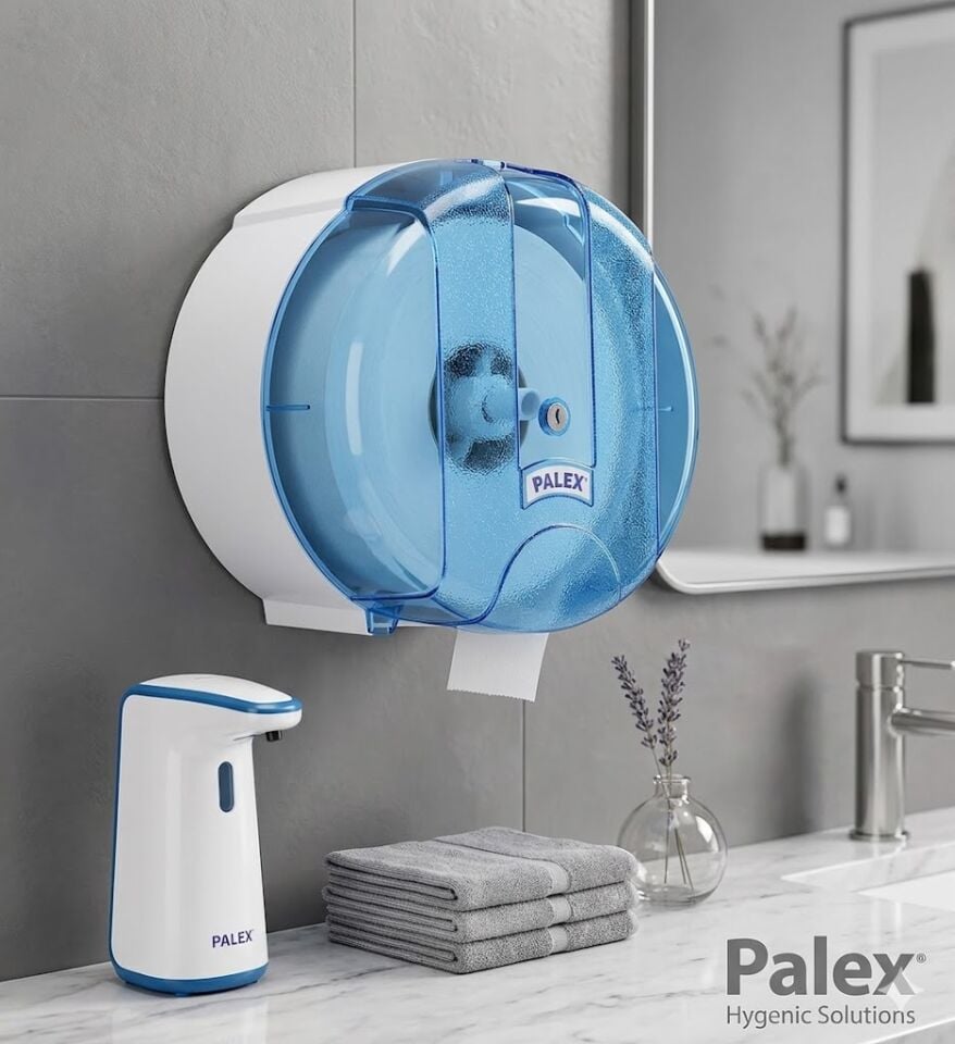 Mini Pratik Tuvalet Kağıdı Dispenseri Şeffaf Mavi