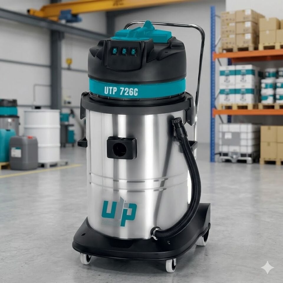 Sanayi Tipi Üç Motorlu Süpürge Inox Gövde – 72 Lt.