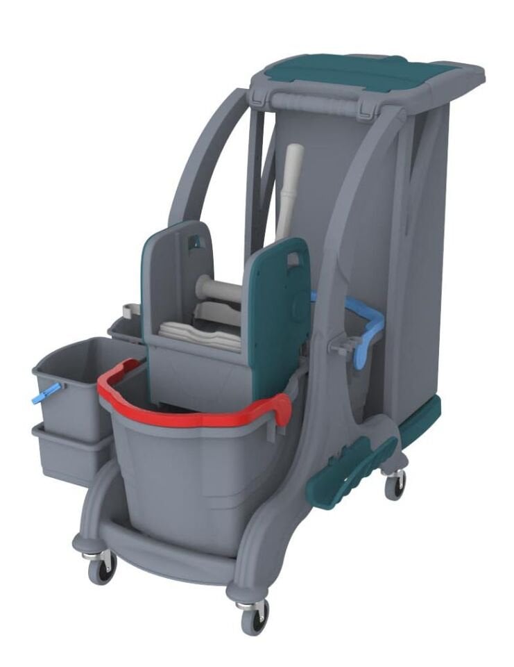 Herkül Çift Kovalı Temizlik Seti (Herkül Set Kovası ''Hsk810'', Herkül Plastik Pres ''Hpp794'', Kat Arabası Küçük Kovası ''Kk796'', Herkül Temizlik Arabaları Brandası 70 Lt ''1S-Br-000009'') 2X25 Lt