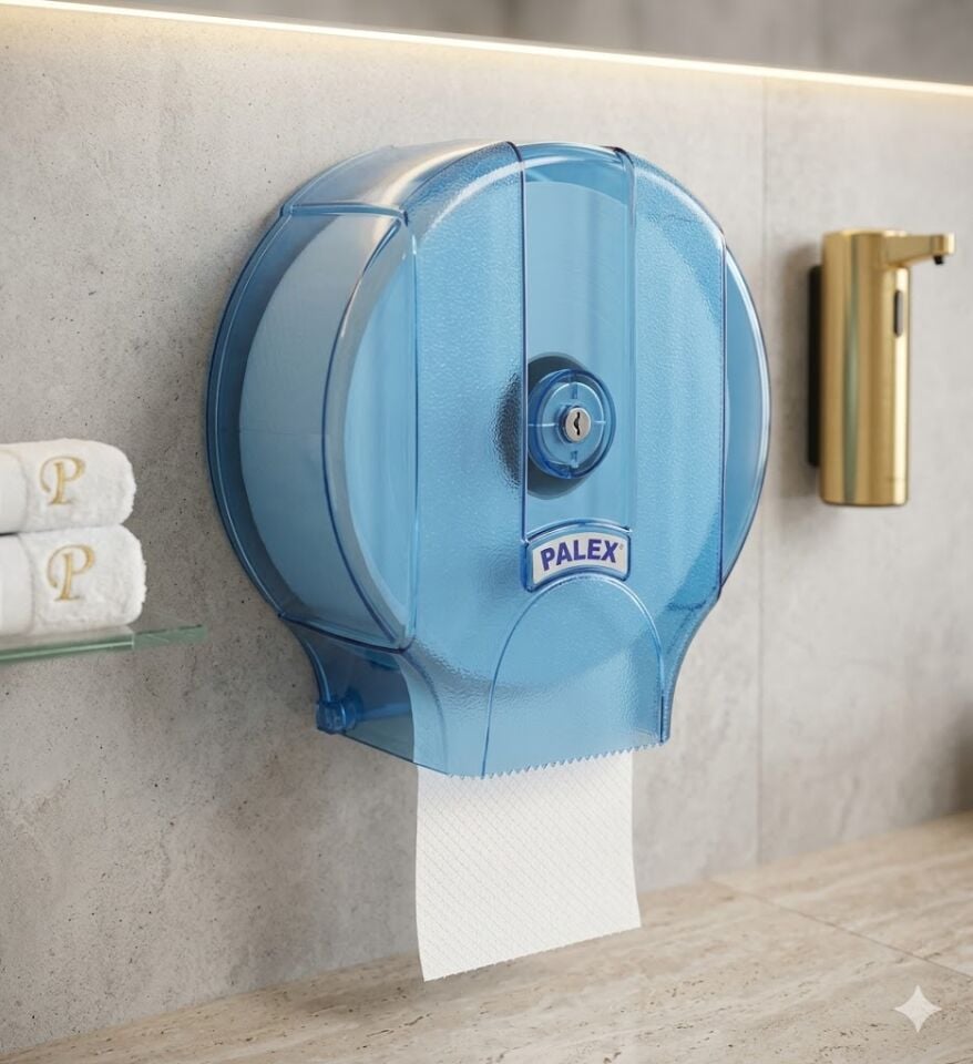Standart Jumbo Tuvalet Kağıdı Dispenseri Şeffaf Mavi