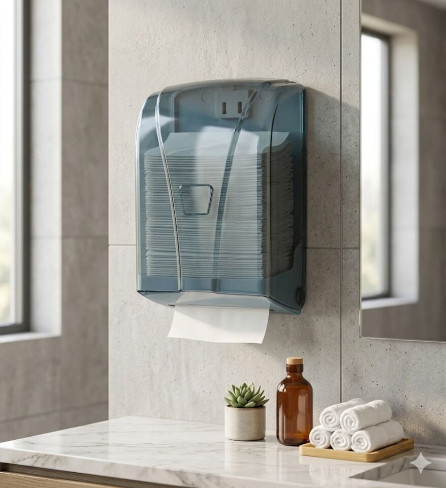 C Katlama Tuvalet Kağıdı Dispenseri Şeffaf Mavi