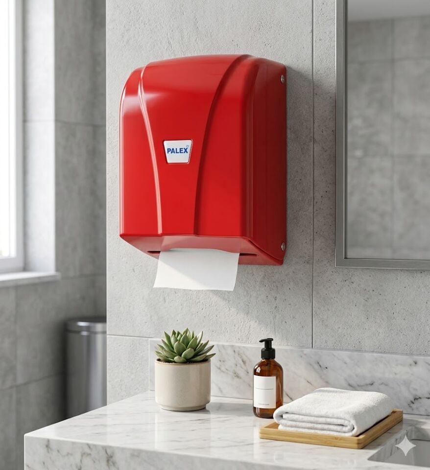 C Katlama Tuvalet Kağıdı Dispenseri Kırmızı