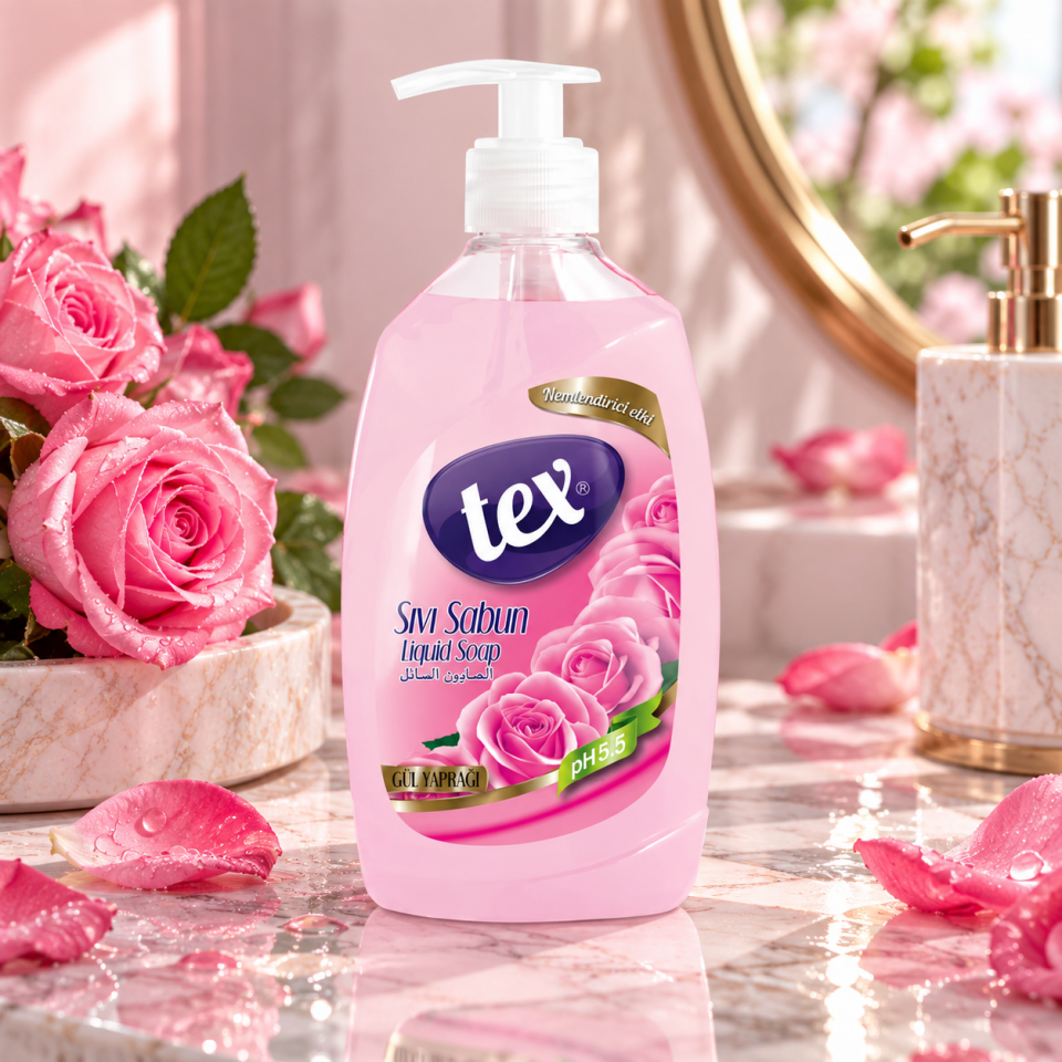 Tex Sıvı El Sabunu Gül Yaprağı Şeffaf 750 Ml