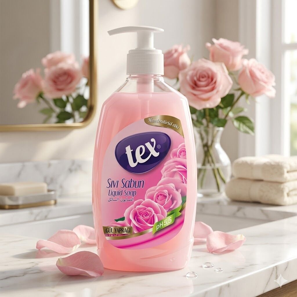 Tex Sıvı El Sabunu Gül Yaprağı (Şeffaf) 750 Ml