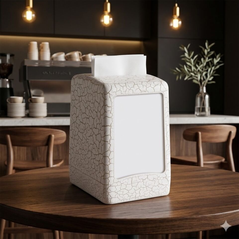 Desenli Peçetelik Beyaz