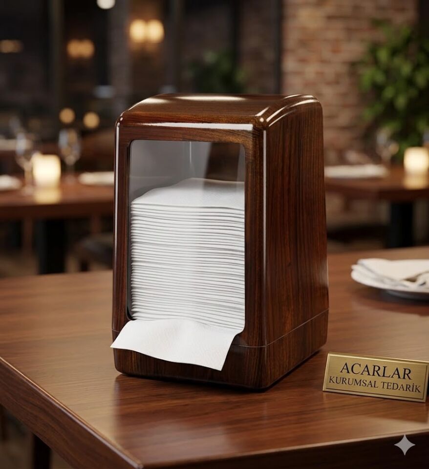 Masa Üstü Peçete Dispenseri Ahşap (Hafif)