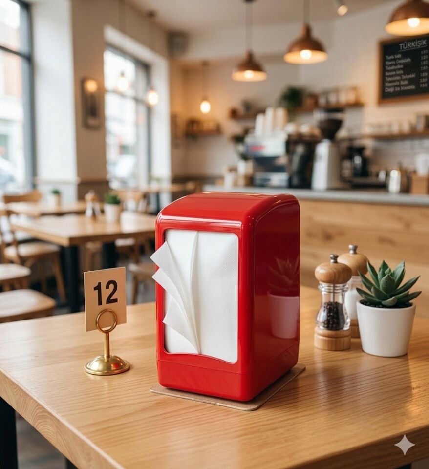 Masa Üstü Peçete Dispenseri Kırmızı (Hafif)