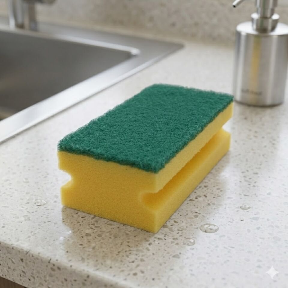 Endüstriyel Temizlik Süngeri Yeşil Keçe (Genel Temizlik), 10'Lu Paket 7X14