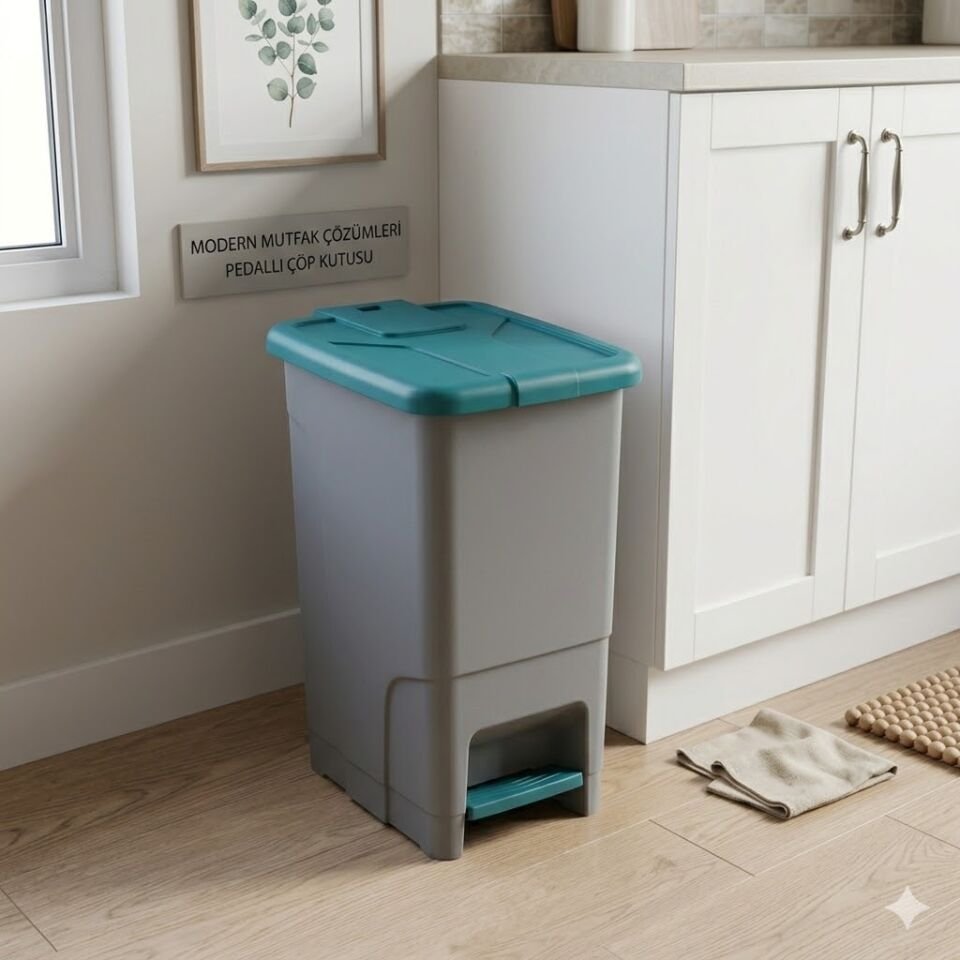 Pedallı Çöp Kovası 70 Lt Gri