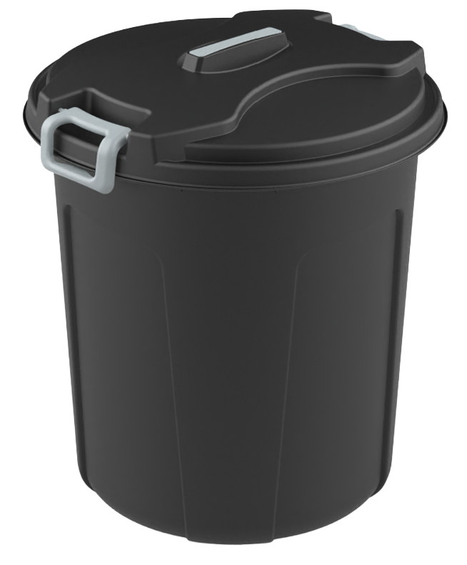KİLİTLENEBİLİR KAPAKLI YUVARLAK ÇÖP KOVASI 70 lt. SİYAH