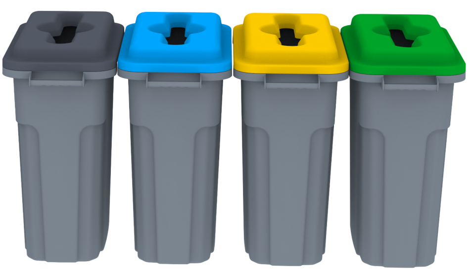 Geri Dönüşüm Kovası Düz Kapaklı Set 4*70 Lt