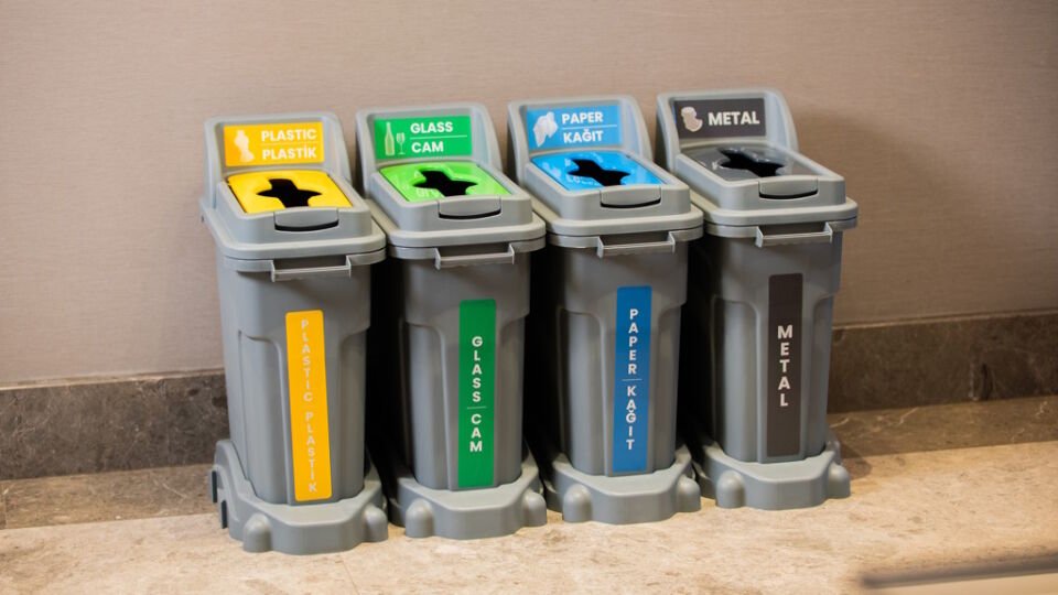 Geri Dönüşüm Kovası Kilitli Kapaklı Set 4*70 Lt