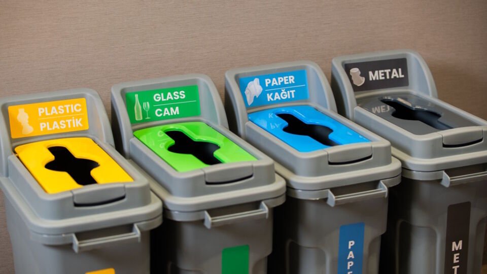 Geri Dönüşüm Kovası Kilitli Kapaklı Set 4*70 Lt