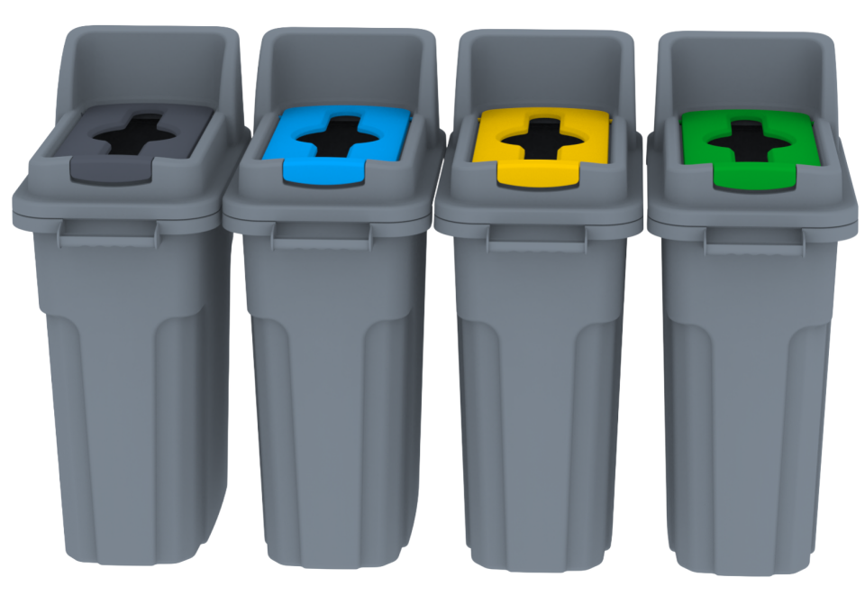 GERİ DÖNÜŞÜM KOVASI KİLİTLİ KAPAKLI SET 4*70 LT