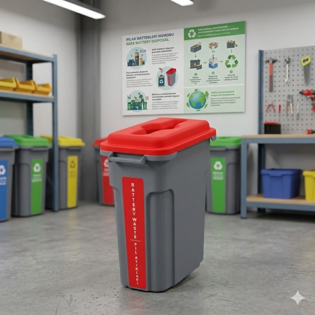 Pil Atık Kutusu Düz Kapaklı 70 Lt