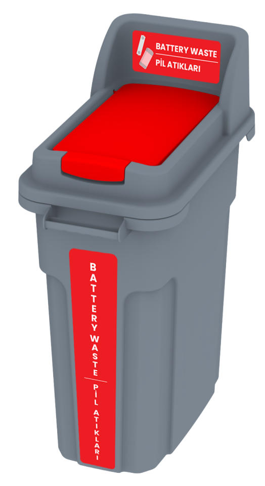 Pil Atık Kutusu Kilitli Kapaklı 70 Lt