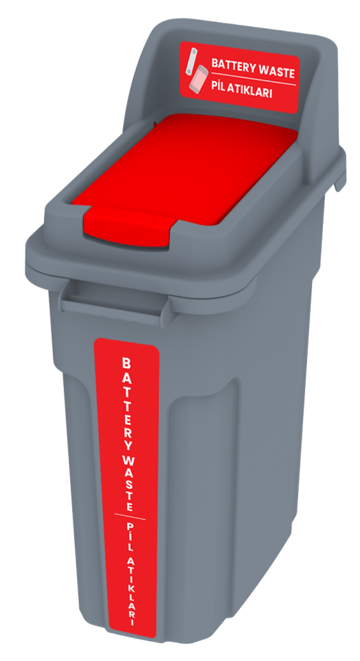 Pil Atık Kutusu Kilitli Kapaklı 70 Lt