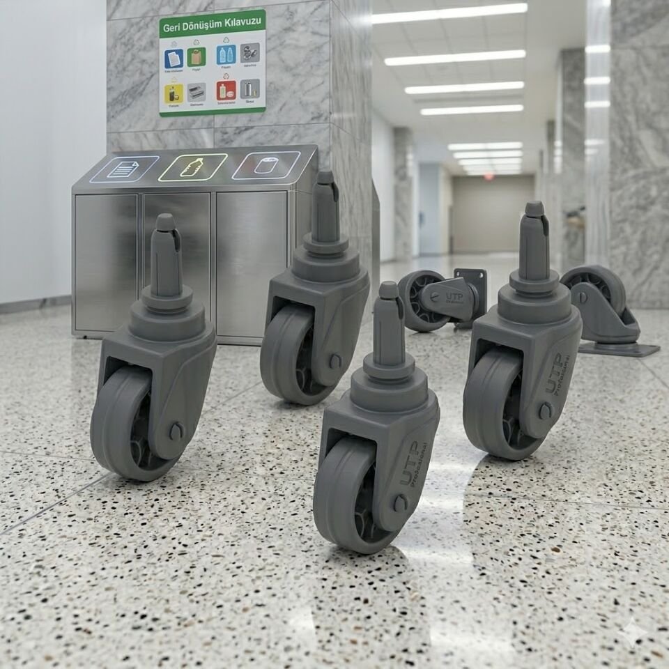 Geri Dönüşüm Kovası Teker Seti 4'Lü