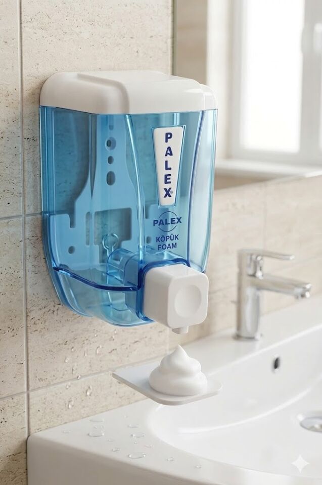 Standart Köpük Sabun Dispenseri 500 cc Şeffaf Mavi